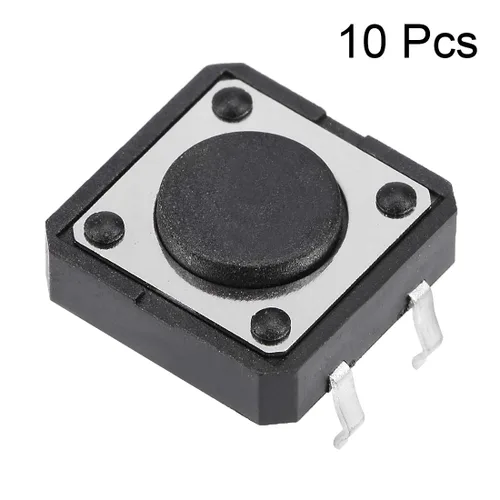 Vista 2 de uxcell 0.472x0.472x0.169 in Panel Mini PCB Interruptor de botón táctil momentáneo DIP Negro, Gris 10PCS