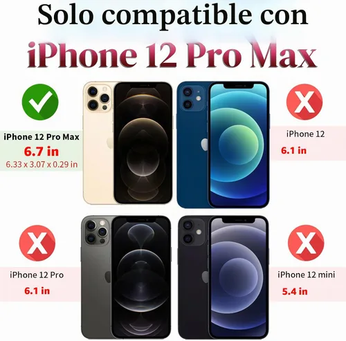 Vista 2 de HNHYGETE Funda para iPhone 12 Pro Max con protector de pantalla: [grado militar de 20 pies probada en caídas] Funda protectora para cámara Negro