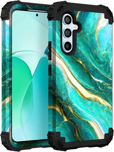 Vista 45 de Hocase Funda para Galaxy A37 5G, protección resistente a prueba de golpes, parachoques de goma de silicona suave+funda protectora híbrida