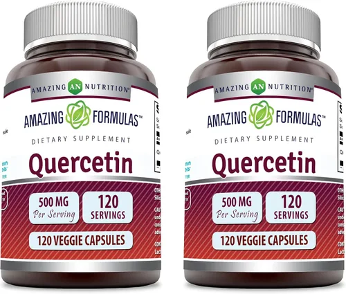 Vista 4 de Amazing Formulas Quercetina 500mg 120 cápsulas vegetales Suplemento – Sin OMG – Sin gluten – Apoya la salud y el bienestar general