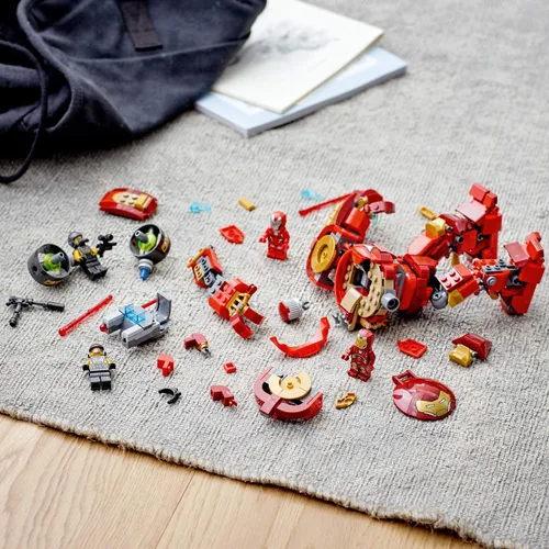 Vista 5 de LEGO Marvel Avengers Iron Man Hulkbuster Versus A.I.M. Agent 76164, genial, interactivo, juego de los Vengadores de construcción de ladrillos