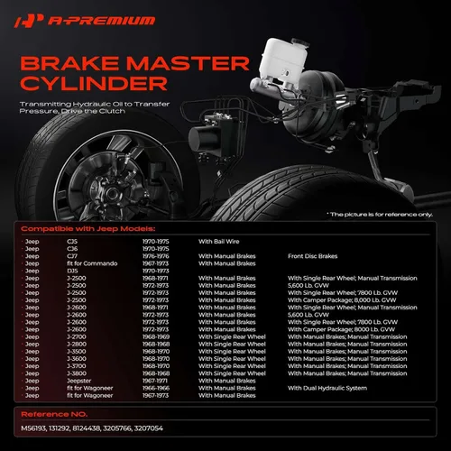 Vista 3 de A-Premium Cilindro maestro de freno compatible con vehículos AMC y Jeep Wagoneer, Jeepster, J-2500, J-2600, J-2700, J-2800, J-3500, J-3600, J-3700