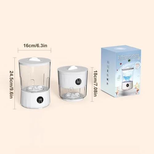Vista 6 de Lavadora - Lavadora portátil Lavadoras portátiles para apartamentos Mini limpiador con 2 cubos para brasieres, calcetines, ropa de bebé, bragas
