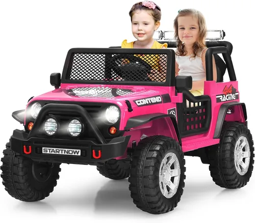 Vista 12 de Costzon - Camioneta de paseo para niños de 2 plazas, vehículo eléctrico con batería de 12 V con control remoto, 2 velocidades, suspensión