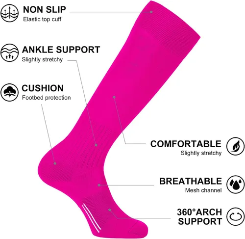 Vista 2 de FITRELL Paquete de 23 calcetines de fútbol para jóvenes, niños y adultos, calcetines de béisbol y softbol para hombres, mujeres, niños y niñas