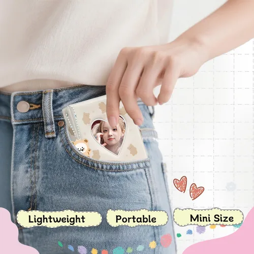 Vista 6 de Carpeta para tarjetas fotográficas Kpop de 3 pulgadas, bonito álbum de fotos, portátil, álbum de tarjetas de fotos Kpop con bonito colgante