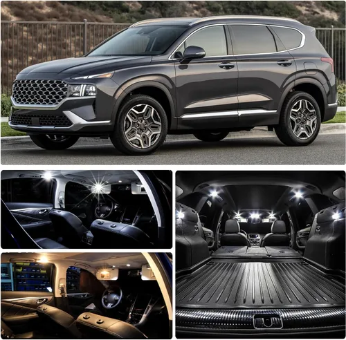Vista 9 de Kit de bombillas LED para interiores para Hyundai Santa Fe 2013 2014 2015 2016 2017 2018 2019 2020 mapa, cúpula, espejo de tocador, cajuela, placa