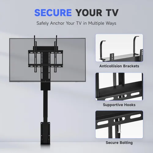 Vista 4 de CO-Z Elevador de TV motorizado para televisores de 32" a 57" de hasta 165 lb, 400x400 VESA, soporte con mecanismo de altura ajustable y montaje