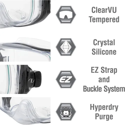 Vista 2 de TUSA Sport Adult Imprex 3D Purge Mask and Dry Snorkel Combo (más eficaz en la superficie)
