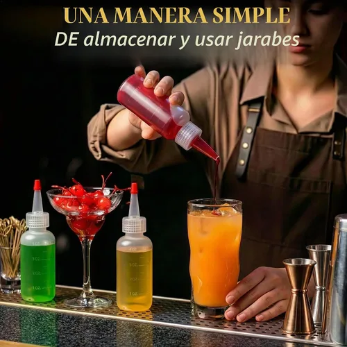 Vista 8 de 6 botellas de plástico para salsas de 4 onzas (4.1 fl oz), juego de botellas reutilizables pequeñas con punta fina cortable, para barbacoa, picnic