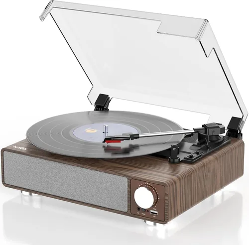 Vista 10 de Tocadiscos de vinilo con altavoces, tocadiscos de 3 velocidades MONODEAL Negro