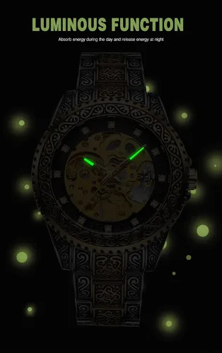 Vista 6 de FORSINING Men's Skeleton Engraving Watch Automatic Watch for Men Waterproof Self Winding Wrist Watch