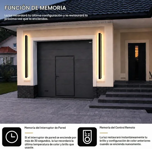 Vista 4 de Luces de pared modernas para exteriores de 39 pulgadas, 2700 K-6500 K, aplique de pared al aire libre regulable seleccionable con control remoto