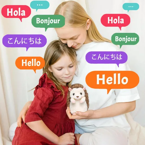 Vista 2 de YH YUHUNG Erizo parlante repite lo que dices con voz clara. Juguete parlante animado, juguetes repetidos para niños en edad preescolar de 3, 4, 5, 6