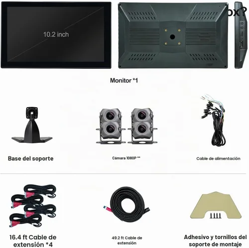 Vista 6 de Sistema de cámara de respaldo de 4 canales 1080p Dash Cam para RV/camión/remolque/autobús/coches RV/Truck Camera System with 10.2'' Screen,DVR