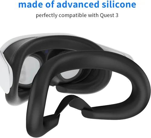 Vista 2 de RGEEK VR Face Pad Compatible with Quest 3 Accessories, Sweatproof Silicone Face Cover for Quest 3, Washable Lightproof Anti-Leakage Face Cushion