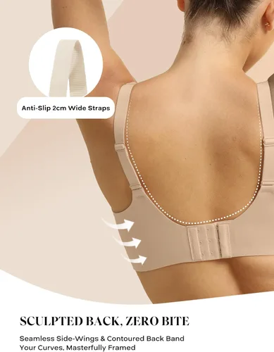 Vista 4 de COMFELIE Brasier sin aros para mujer, sin costuras, con escote en V, sin costuras, suave, cómodo, sexy, ropa