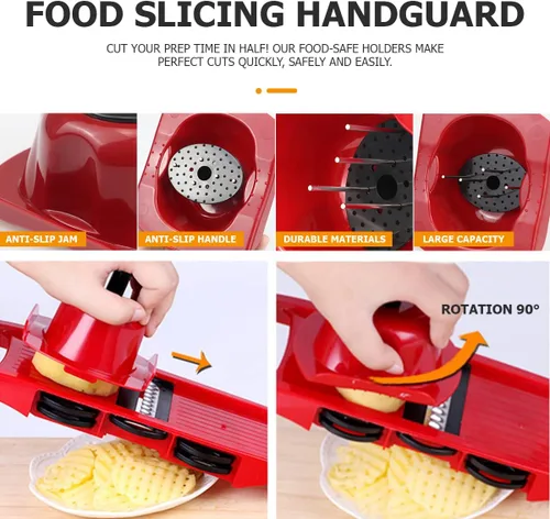 Vista 3 de DOERDO - Soporte de seguridad alimentaria para mandolina, cortador de alimentos, protector de dedos, protector de dedos para cortar verduras, rojo