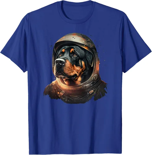 Vista 17 de Divertida camiseta Rottweiler con diseño de astronauta rottweiler en galaxia espacial, Negro