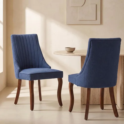 Vista 18 de Sillas de Comedor - Juego de 2 sillas de comedor modernas de mediados de siglo, tapizadas de tela con respaldo alto, sillas de cocina y comedor