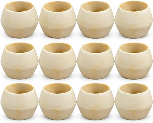 Vista 14 de ALPHA Living HOME Juego de 50 servilleteros de madera, hecho a mano, de madera antigua, con hebillas para mesas de comedor, bodas, aniversarios