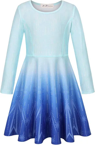 Vista 2 de LaBeca - Vestido sin mangas o de manga larga para niñas vestidos casuales con diseño de unicornio o sirena para niñas pequeñas o grandes