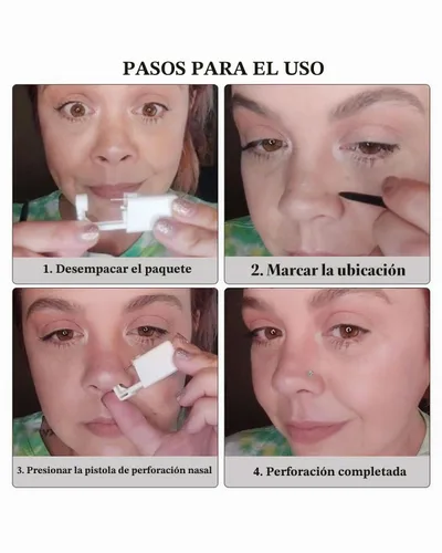 Vista 5 de Kit de perforación de nariz SLVIEKAE, kits de perforación de nariz para la nariz, pistola perforada para la nariz, kits de perforación de nariz