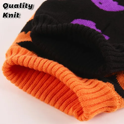 Vista 2 de Suéter de Halloween para perro Queenmore, disfraz de Halloween para perritas pequeñas, suéter de Halloween para gatos, suéter de punto de temática