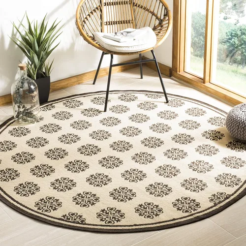 Vista 30 de SAFAVIEH Alfombra lavable al aire libre Linden Collection – 6 pies 7 pulgadas, cuadrada, aguamarina y crema, no desprende pelusa y fácil de limpiar