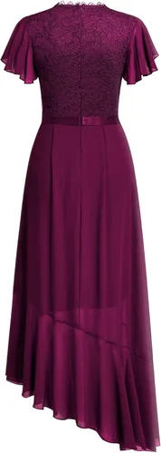 Vista 7 de Miusol Elegante vestido largo de encaje floral para dama de honor con volantes para mujer