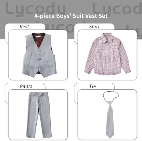 Vista 59 de Conjunto de chaleco para niños, trajes formales, trajes de boda, ropa de vestir