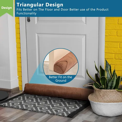 Vista 2 de Tope triangular para debajo de la puerta de 32 pulgadas, bloqueador de corrientes de aire con peso, sello inferior, protector de ruido y aire