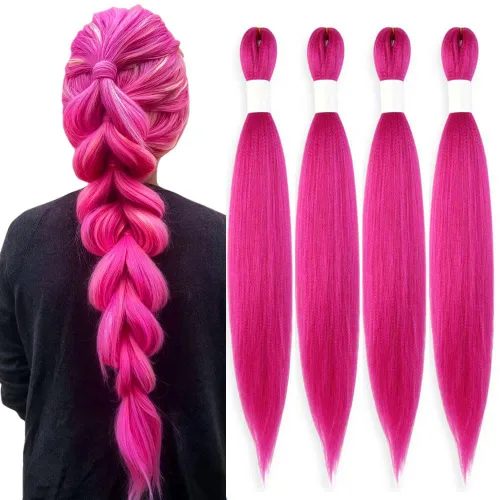 Vista 84 de Cabello trenzado burdeos, 10 pulgadas, 4 paquetes Cabello preestirado, trenzas de ganchillo cortas y rectas, textura Yaki, fibra sintética