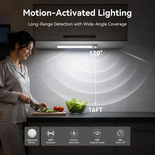 Vista 11 de lexall Paquete de 3 luces recargables para debajo del gabinete con estación