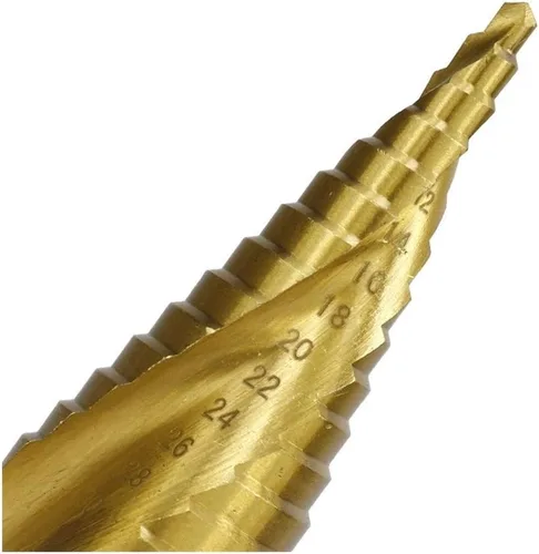 Vista 6 de Spiral Grooved Step Drill Bit Set HSS Titanium Hole Drilling Spiral Flute Cobalt Step Cone Drill,Carbide Step Drill Bit Woodworking Drill Bit HSS