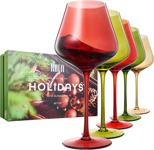 Vista 15 de Colors of Love - Juego de 6 copas de vino de cristal rosa y rojo de San Valentín, estilo italiano, elegante estilo italiano, cristalería de 24