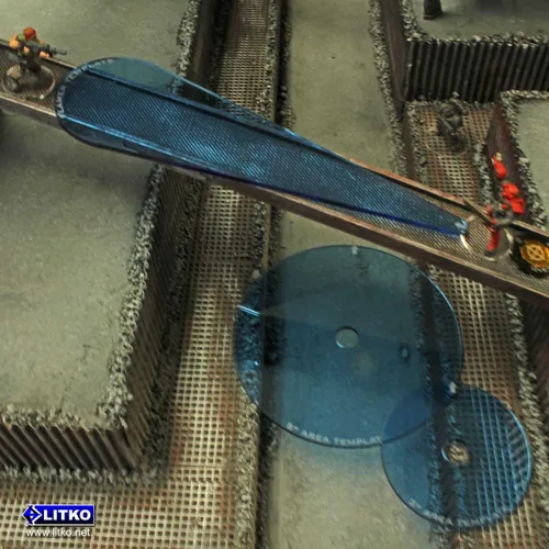 Vista 3 de LITKO Juego de plantillas Compatible con Warhammer 40,000, Shadow War: Armageddon Kit de plantillas acrílicas de 3 piezas de explosión y flamer
