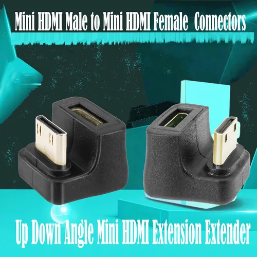 Vista 6 de Extensor de extensión Mini HDMI en ángulo hacia arriba, adaptador mini HDMI en forma de U de 180 grados 8K, conector de acoplador convertidor