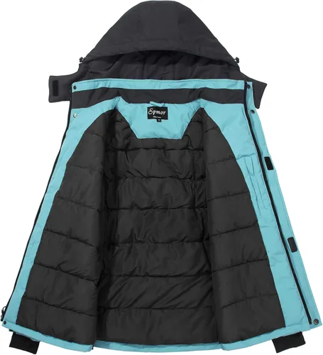 Vista 2 de Spmor Chaqueta de esquí impermeable con capucha para hombre, abrigo de snowboard para invierno, resistente al viento, para la nieve