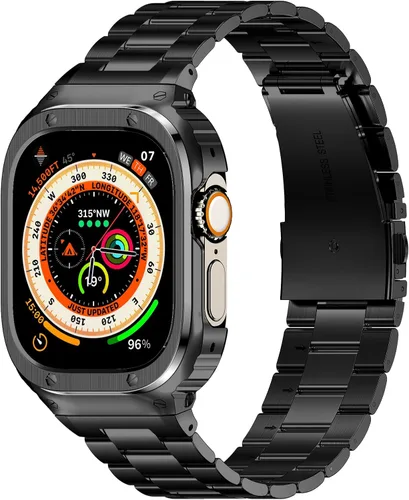Vista 22 de Correa y funda de acero inoxidable compatible con Apple Watch Band 1.496 Negro