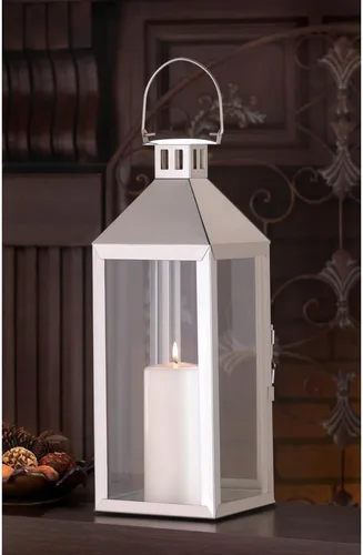 Vista 3 de Farol grande para velas, faroles metálicos para velas al aire libre, acero inoxidable