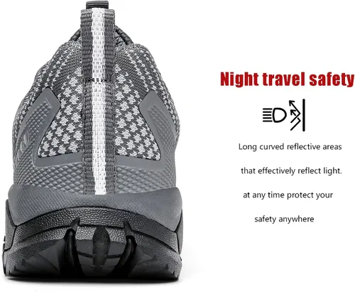 Vista 23 de ulogu Zapatos de senderismo impermeables para hombres y mujeres, cómodos, ligeros, antideslizantes, para caminar todo el día, para trabajar y caminar
