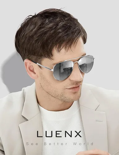 Vista 8 de LUENX, Aviator - Gafas de sol polarizadas, para hombres y mujeres, protección UV 400, con funda 60MM