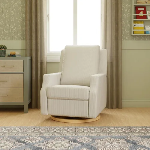 Vista 18 de Namesake Crewe - Silla reclinable para guardería con giro de 360°, color marfil Boucle marfil con base de madera clara
