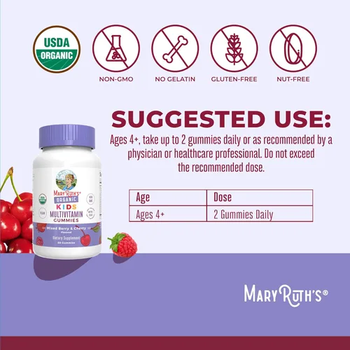 Vista 3 de MaryRuth Organics Vitaminas para niños Multi Suministro para 1 mes Gomitas multivitamínicas para niños de 4 años en adelante Multivitamínico