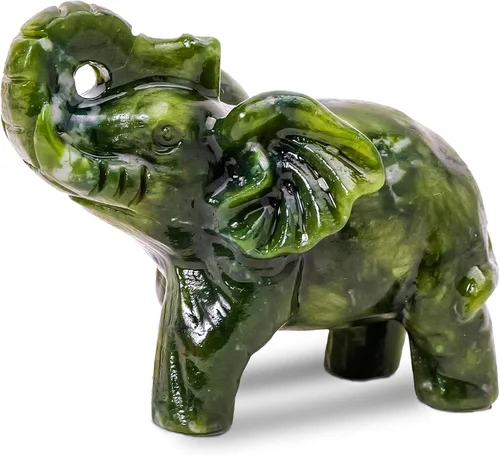 Vista 9 de Apengshi Figura de cristal natural, elefante de piedra cruda de jade, estatua decorativa de animal (elefante lindo)