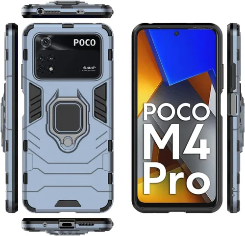 Vista 3 de MaiJin Compatible con funda Xiaomi Mi Poco M4 Pro 4G, soporte de anillo de metal a prueba de golpes (funciona con soporte magnético para automóvil)