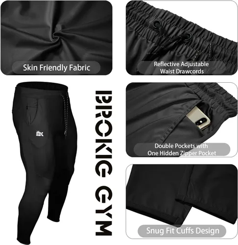 Vista 6 de BROKIG Mens Lightweight Gym Jogger Pants,Men's Workout Sweatpants with Zip Pocket