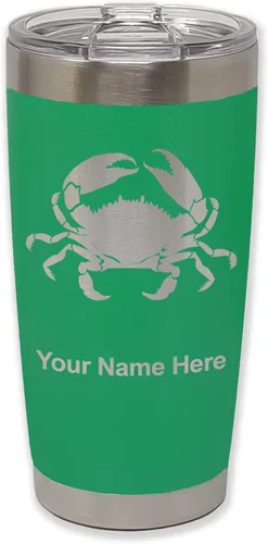 Vista 37 de LaserGram Vaso aislado al vacío de 20 onzas, cangrejo, grabado personalizado incluido (camuflaje verde)