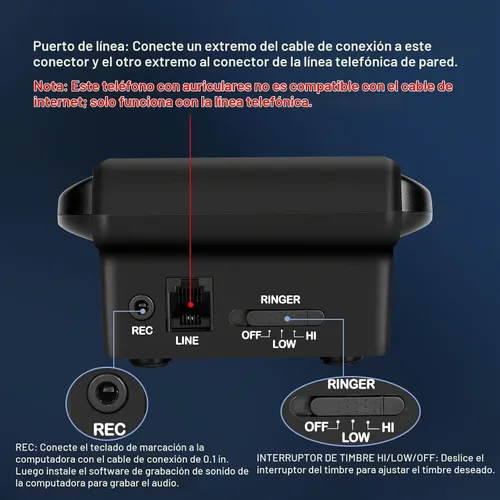Vista 3 de AGPtek teléfono auricular monoaural, con cable, cancelación del ruido, centro de llamadas, manos libre y micrófono de karaoke inalámbrico portátil